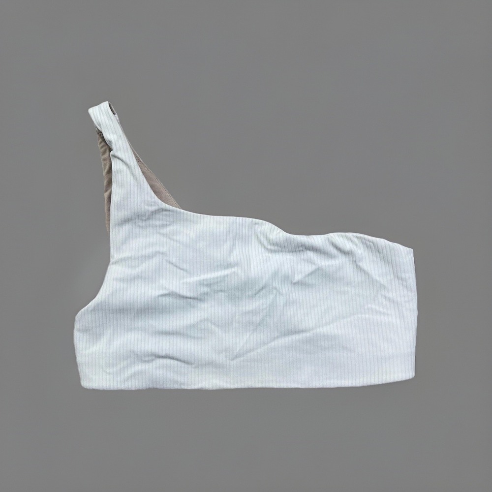 Lululemon Ribbed Nulu Asymmetrical Bra White Light Support Size 6